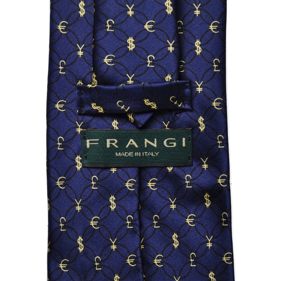 FRANGI Necktie Italy 100% Navy Silk MONEY - Picture 7 of 7
